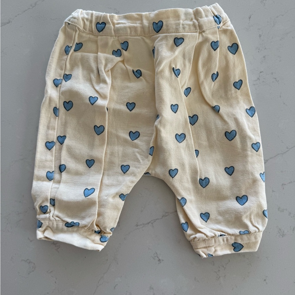 Emile et Ida Cream Pants with Blue Hearts
